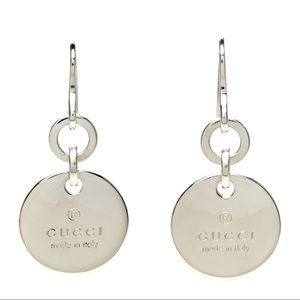 Gucci Sterling Silver Trademark Round Drop Earrings
